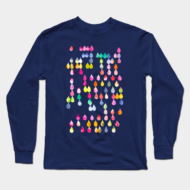 Colorful Rainbow Raindrops Long Sleeve T-Shirt by ninoladesign